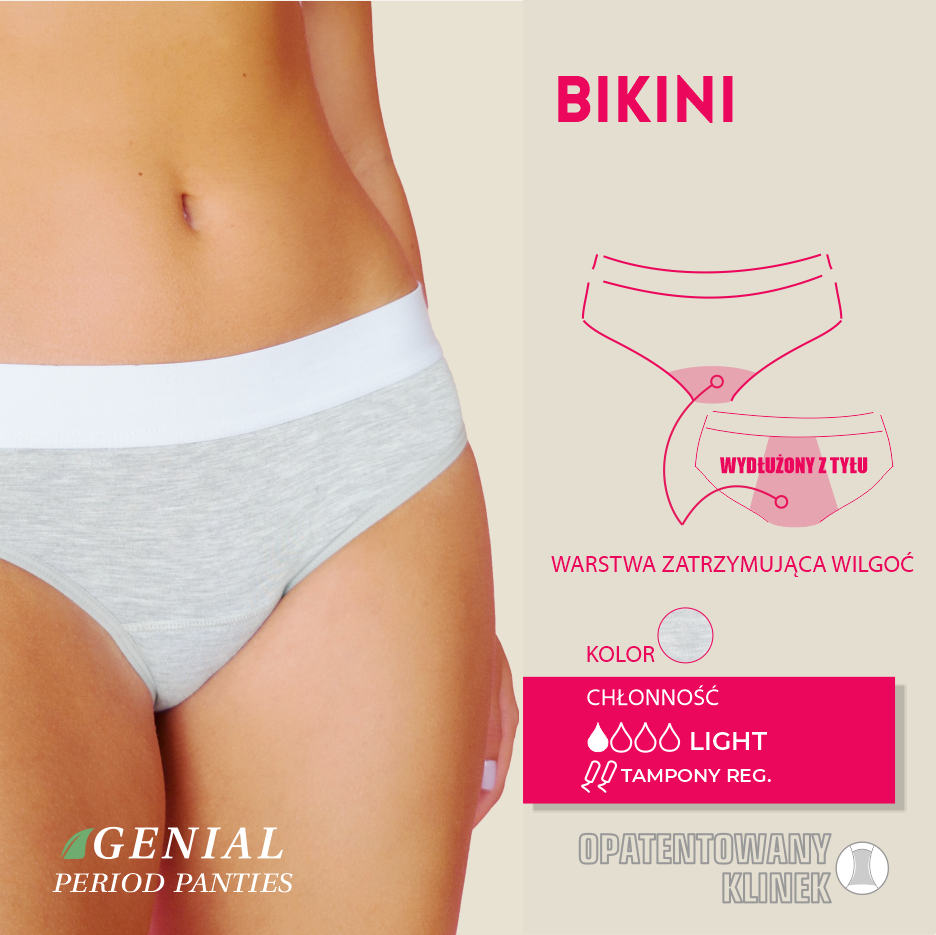 Majtki menstruacyjne BIKINI GREY