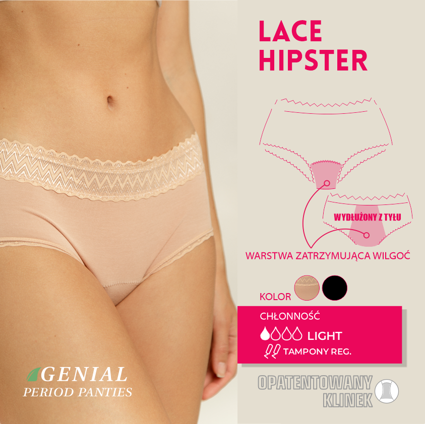 Majtki menstruacyjne Lace Hipster