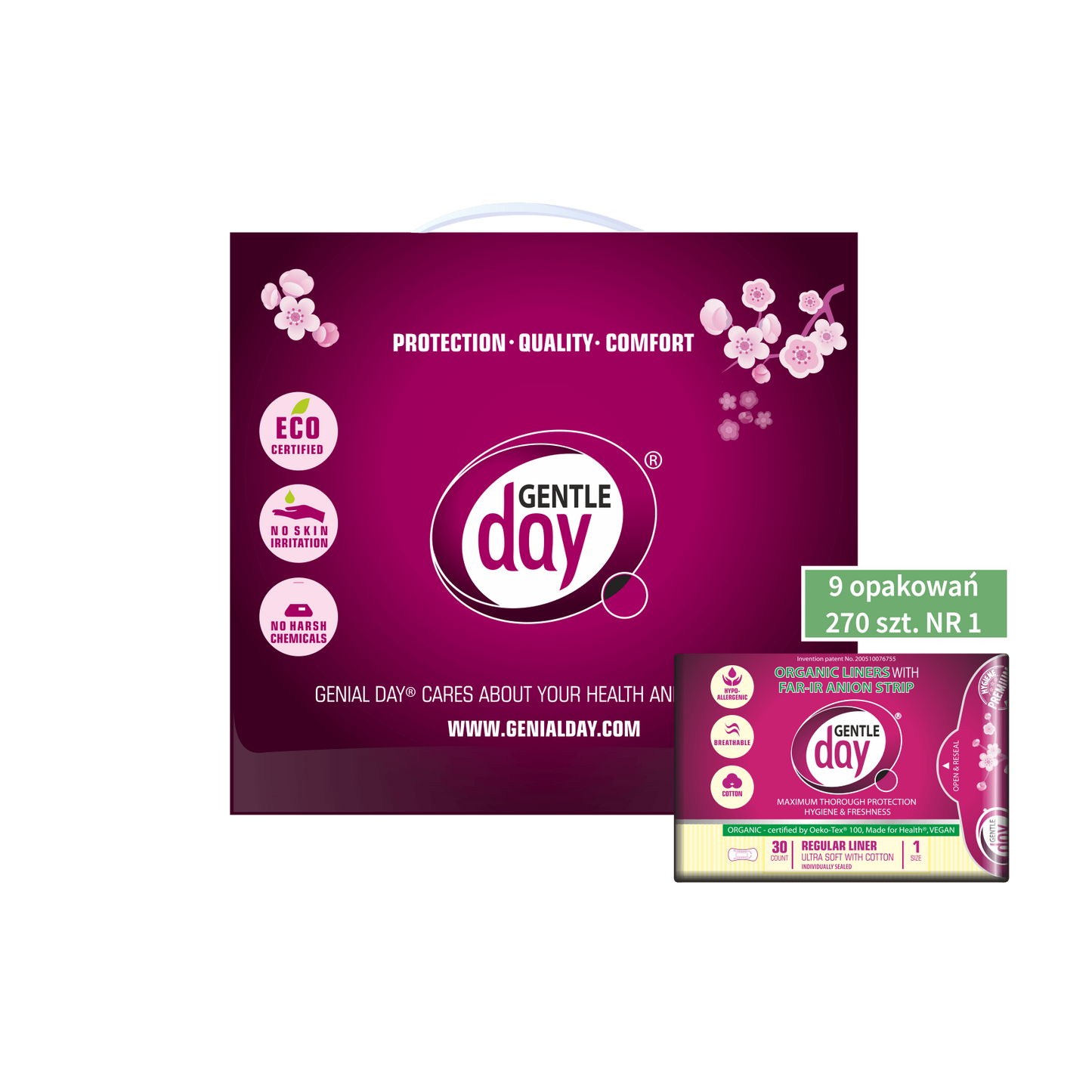 produkty gentle day zestaw wkładek zestaw wkładki na co dzień wkładki produktas podpaski i wkładki pielęgnacja ciała okres hipoalergiczne